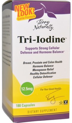 EuroPharma, Terry Naturally, Tri-Iodine, 12.5 mg, 180 Capsules ,والملاحق، والمعادن، واليود