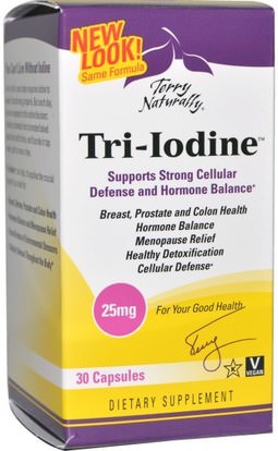 EuroPharma, Terry Naturally, Tri-Iodine, 25 mg, 30 Capsules ,والملاحق، والمعادن، واليود
