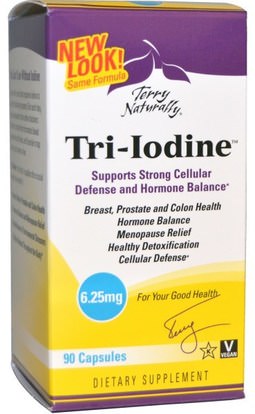 EuroPharma, Terry Naturally, Tri-Iodine, 6.25 mg, 90 Capsules ,والملاحق، والمعادن، واليود