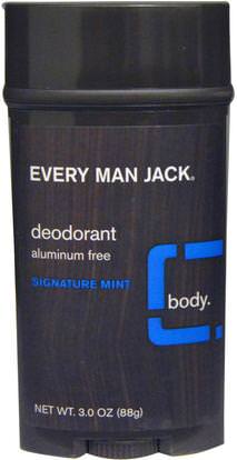 Every Man Jack, Deodorant, Signature Mint, 3.0 oz (88 g) ,حمام، الجمال، مزيل العرق
