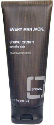 Every Man Jack, Shave Cream, Sensitive Skin, Fragrance Free, 6.7 fl oz (200 ml) ,حمام، الجمال، كريم الحلاقة