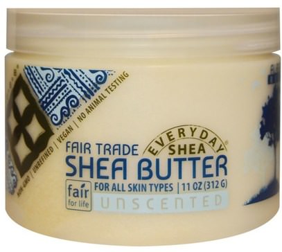 Everyday Shea, Shea Butter, Unscented, 11 oz (312 g) ,حمام، الجمال، زبدة الشيا