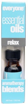 Everyone, Aromatherapy Blends, Essential Oils, Relax.45 fl oz (13.3 ml) ,حمام، الجمال، الزيوت العطرية الزيوت