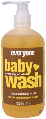 Everyone, Baby Wash, Gentle Calendula + Oat, 12.75 fl oz (377 ml) ,الأطفال الصحة، حمام الاطفال، هلام الاستحمام، الاطفال غسل الجسم، استحمام الطفل هلام