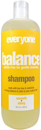 Everyone, Balance, Shampoo, Smooth + Shiny, 20.3 fl oz (600 ml) ,حمام، الجمال، الشعر، فروة الرأس، الشامبو، مكيف