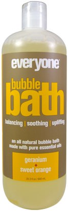 Everyone, Bubble Bath, Geranium + Sweet Orange, 20.3 fl oz (600 ml) ,حمام، الجمال، حمام الفقاعة