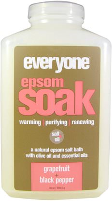 Everyone, Epsom Soak, Grapefruit + Black Pepper, 30 oz (850.5 g) ,حمام، الجمال، أملاح الاستحمام