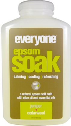 Everyone, Epsom Soak, Juniper + Cedarwood, 30 oz (850.5 g) ,حمام، الجمال، أملاح الاستحمام