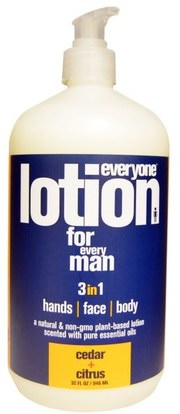 Everyone, Lotion For Every Man 3 in 1, Cedar + Citrus, 32 fl oz (946 ml) ,حمام، الجمال، غسول الجسم، رجل العناية بالبشرة
