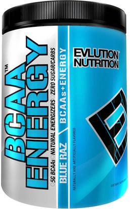 EVLution Nutrition, BCAA Energy, Blue Raz, 9.5 oz (270 g) ,المكملات الغذائية، والأحماض الأمينية، بكا (متفرعة سلسلة الأحماض الأمينية)، والرياضة، والعضلات