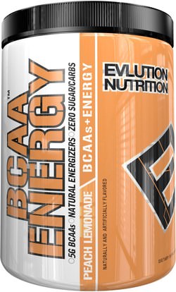 EVLution Nutrition, BCAA Energy, Peach Lemonade, 11.4 oz (324 g) ,والرياضة، والمكملات الغذائية، بكا (متفرعة سلسلة الأحماض الأمينية)