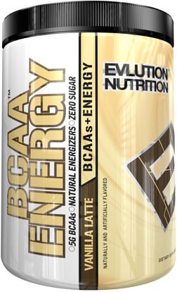 EVLution Nutrition, BCAA Energy, Vanilla Latte, 13.8 oz (390 g) ,والرياضة، والمكملات الغذائية، بكا (متفرعة سلسلة الأحماض الأمينية)