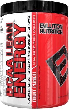 EVLution Nutrition, BCAA Lean Energy, Fruit Punch, 11.8 oz (336 g) ,والرياضة، والمكملات الغذائية، بكا (متفرعة سلسلة الأحماض الأمينية)