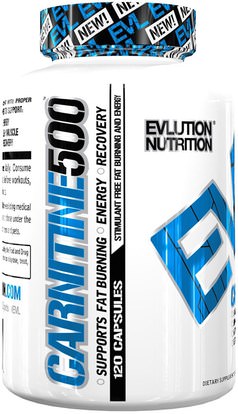 EVLution Nutrition, Carnitine 500, 120 Capsules ,المكملات الغذائية، والأحماض الأمينية، ل كارنيتين، ل كارنيتين فوماريت