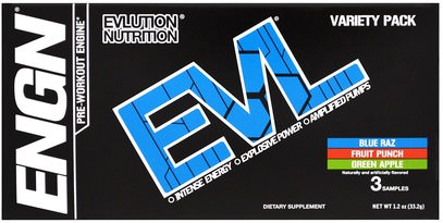 EVLution Nutrition, ENGN Pre-Workout Engine, Variety Pack, 3 Packets, 0.4 oz (11.2 g) Each ,والصحة، والطاقة، والرياضة