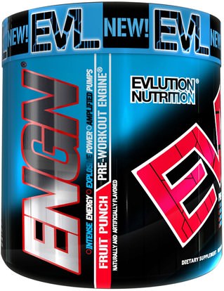 EVLution Nutrition, ENGN Pre-Workout, Fruit Punch, 9.1 oz (258 g) ,الرياضة، تجريب، العضلات