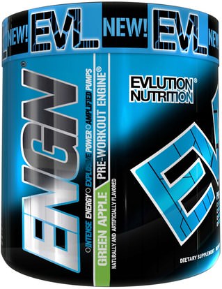 EVLution Nutrition, ENGN Pre-Workout, Green Apple, 8.5 oz (240 g) ,الرياضة، تجريب، العضلات