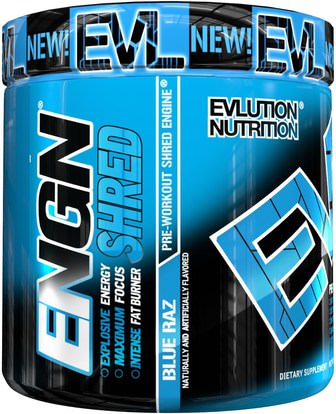 EVLution Nutrition, ENGN Shred, Blue Raz Pre-Workout, 8.1 oz (231 g) ,والصحة، والطاقة، والرياضة