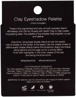 عيون E.L.F. Cosmetics, Clay Eyeshadow Palette, Smoked to Perfection, 0.26 oz (7.5 g)