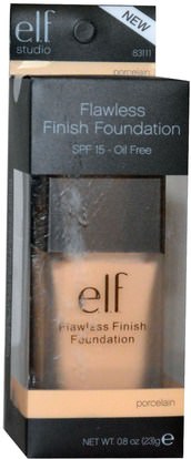 وجه E.L.F. Cosmetics, Flawless Finish Foundation, SPF 15, Oil Free, Porcelain, 0.8 oz (23 g)