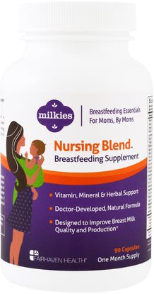 Fairhaven Health, Milkies, Nursing Blend Breastfeeding Supplement, 90 Veggie Caps ,صحة الطفل، تغذية الطفل، الرضاعة الطبيعية، أطفال الأطعمة