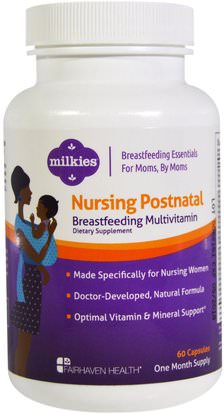 Fairhaven Health, Nursing Postnatal Breastfeeding Multivitamin, 60 Capsules ,صحة الطفل، تغذية الطفل، الرضاعة الطبيعية، أطفال الأطعمة