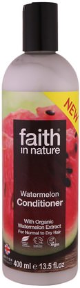 Faith in Nature, Conditioner, For Normal to Dry Hair, Watermelon, 13.5 fl oz (400 ml) ,حمام، الجمال، الشعر، فروة الرأس، مكيفات