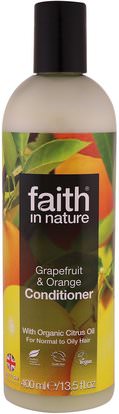 Faith in Nature, Conditioner, For Normal to Oily Hair, Grapefruit & Orange, 13.5 fl. oz (400 ml) ,حمام، الجمال، الشعر، فروة الرأس، مكيفات