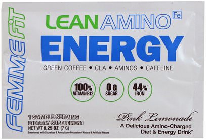 FEMME, Lean Amino Energy, Pink Lemonade, 0.25 oz (7 g) ,والرياضة، والمكملات الغذائية، بكا (متفرعة سلسلة الأحماض الأمينية)