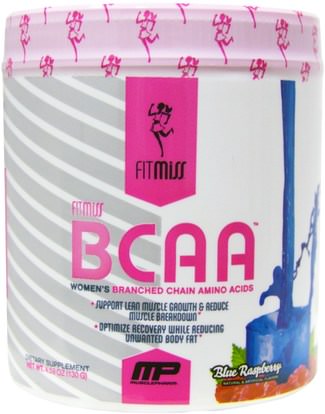 FitMiss, BCAA, Womens Branched Chain Amino Acids, Blue Raspberry, 5.29 oz (150 g) ,والرياضة، والمنتجات الرياضية النسائية، والأحماض الأمينية، بكا (سلسلة متفرعة من الأحماض الأمينية)