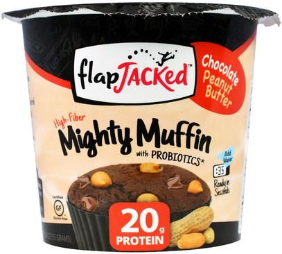 FlapJacked, Mighty Muffin With Probiotics, Chocolate Peanut Butter, 1.94 oz (55 g) ,الكعك العظيم