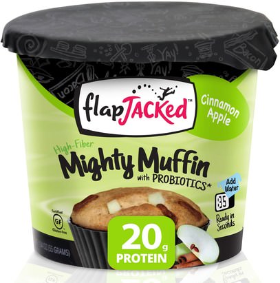FlapJacked, Mighty Muffin, with Probiotics, Cinnamon Apple, 1.94 oz (55 g) ,الكعك العظيم