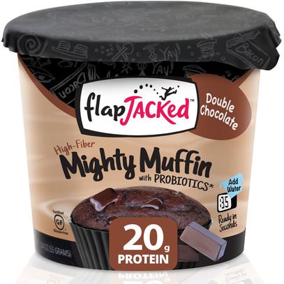 FlapJacked, Mighty Muffin with Probiotics, Double Chocolate, 1.94 oz (55 g) ,الكعك العظيم