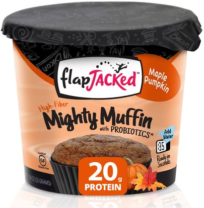 FlapJacked, Mighty Muffin, with Probiotics, Maple Pumpkin, 1.94 oz (55 g) ,الكعك العظيم