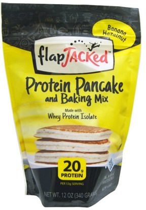 FlapJacked, Protein Pancake and Baking Mix, Banana Hazelnut, 12 oz (340 g) ,والمكملات الغذائية، والفطائر البروتين وخليط الخبز، والطعام، فطيرة والهراء مزيج