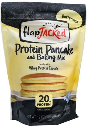 FlapJacked, Protein Pancake and Baking Mix, Buttermilk, 12 oz (340 g) ,والمكملات الغذائية، والفطائر البروتين وخليط الخبز، والطعام، فطيرة والهراء مزيج