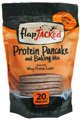 FlapJacked, Protein Pancake and Baking Mix, Carrot Spice, 12 oz (340 g) ,والمكملات الغذائية، والفطائر البروتين وخليط الخبز، والطعام، فطيرة والهراء مزيج