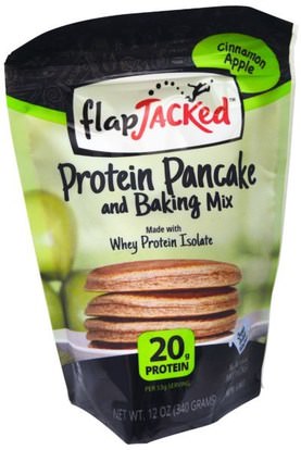 FlapJacked, Protein Pancake and Baking Mix, Cinnamon Apple, 12 oz (340 g) ,والمكملات الغذائية، والفطائر البروتين وخليط الخبز، والطعام، فطيرة والهراء مزيج