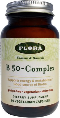Flora, B 50-Complex, 60 Veggie Caps ,الفيتامينات، فيتامين ب المعقدة