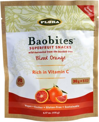 Flora, Baobites, Blood Orange, 6.17 oz (175 g) ,الغذاء، والوجبات الخفيفة، مقتطفات الفاكهة، سوبر الفواكه