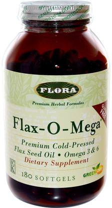 Flora, Flax-O-Mega, 180 Softgels ,المكملات الغذائية، ايفا اوميجا 3 6 9 (إيبا دا)