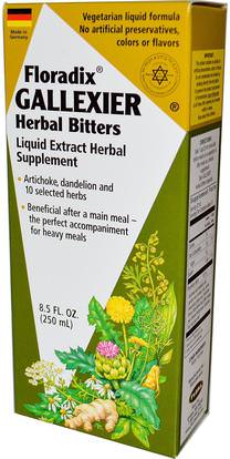 Flora, Floradix, Gallexier Herbal Bitters, 8.5 fl oz (250 ml) ,الأعشاب، اللغة السويدية العشبية، بحث في نباتات إقليم، فلوراديكس