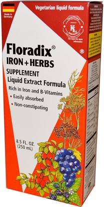 Flora, Floradix, Iron + Herbs Supplement, Liquid Extract Formula, 8.5 fl oz (250 ml) ,المكملات الغذائية والمعادن والحديد والنباتات فلوراديكس