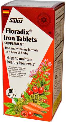 Flora, Floradix, Iron Tablets Supplement, 80 Tablets ,المكملات الغذائية والمعادن والحديد والنباتات فلوراديكس