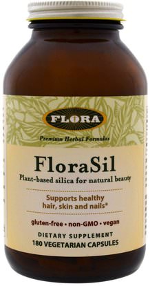 Flora, FloraSil, Plant Based Silica for Natural Beauty, 180 Veggie Caps ,والملاحق، والمعادن، والسيليكا (السيليكون)، والصحة، والمرأة