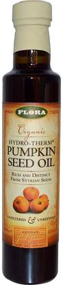 Flora, Organic Hydro-Therm Pumpkin Seed Oil, 8.5 fl oz (250 ml) ,المكملات الغذائية، إيفا أوميجا 3 6 9 (إيبا دا)، زيت بذور اليقطين