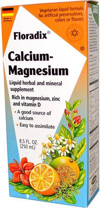Flora, Salus-Haus, Floradix Calcium - Magnesium with Zinc and Vitamin D, 8.5 fl oz (250 ml) ,المكملات الغذائية، المعادن، الكالسيوم، الكالسيوم السائل، المغنيسيوم السائل