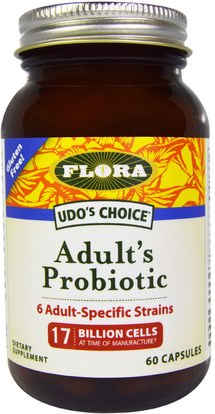 Flora, Udos Choice, Adults Probiotic, 60 Capsules ,المكملات الغذائية، البروبيوتيك، المنتجات المثلجة المبردة