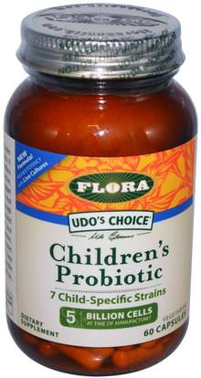 Flora, Udos Choice, Childrens Probiotic, 60 Veggie Caps ,المكملات الغذائية، البروبيوتيك، الأطفال البروبيوتيك