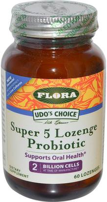 Flora, Udos Choice, Super 5 Lozenge Probiotic, 60 Lozenges ,المكملات الغذائية، البروبيوتيك